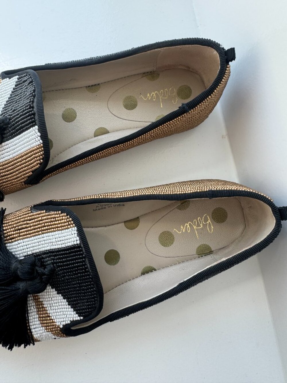 Boden Evelina Beaded Tassel Loafers Black Tan EU 38 - Picture 7 of 12